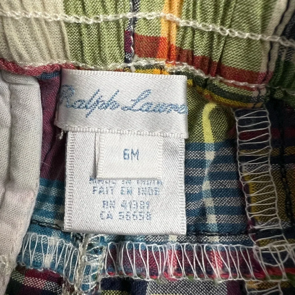Ralph Lauren Baby Boys 6M Madras Plaid Shorts Multicolor Cotton Pull-On